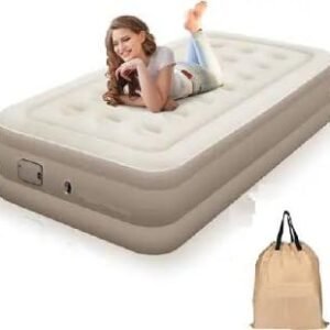 Single Air Bed, Inflatable Mattres with Free Electric Pump, Quick Self-Inflation/Deflation Guest Air Mattress, Blow Up Bed for Home Camping Versatile Sofa Cum Air Folding Sofa Bed–Long-Lasting (A)