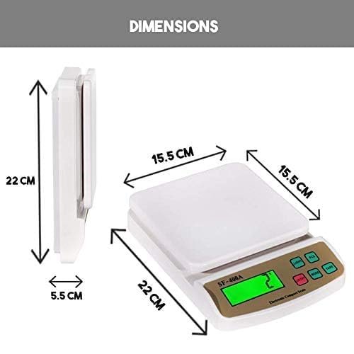 Healthcare Electronic Kitchen Digital Weighing Scale with Tare Function (10 Kg-SF 400A) Maximum Weight Capacity 10 Kg, Color White - Image 2