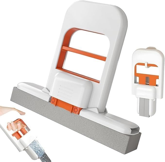 Multi-Functional Mini Mop | Self-Squeeze Water Drain Design | Retractable Wet & Dry Cleaning Tool | Compact Handheld Mop for Kitchen, Bathroom, Car Glass & Floor | Easy One-Hand Operation