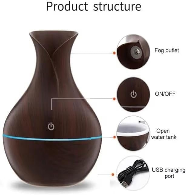 1Pack, Wooden Cool‑Mist Humidifier & Aroma Diffuser – Elegant Timber Design, Ultrasonic Technology, Quiet Operation, 300 ml Tank – Ideal for Home, Bedroom, Yoga, Spa & Aromatherapy - Image 2