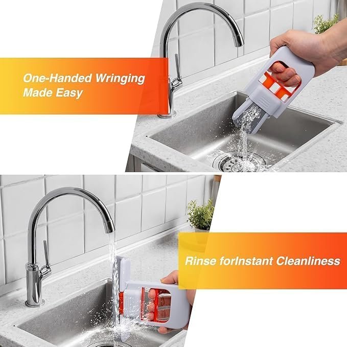 Multi-Functional Mini Mop | Self-Squeeze Water Drain Design | Retractable Wet & Dry Cleaning Tool | Compact Handheld Mop for Kitchen, Bathroom, Car Glass & Floor | Easy One-Hand Operation - Image 5