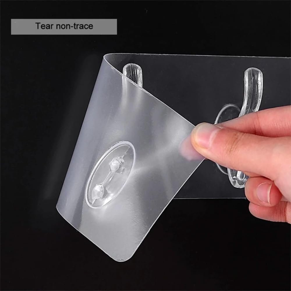 Wall Hanger Hooks for Hanging Clothes Home Kitchen Office Bathroom Bedroom Door, 2 Pack Self Adhesive Strong Hanger Hooks (6 Hooks Hanger, Transparent) - Image 3