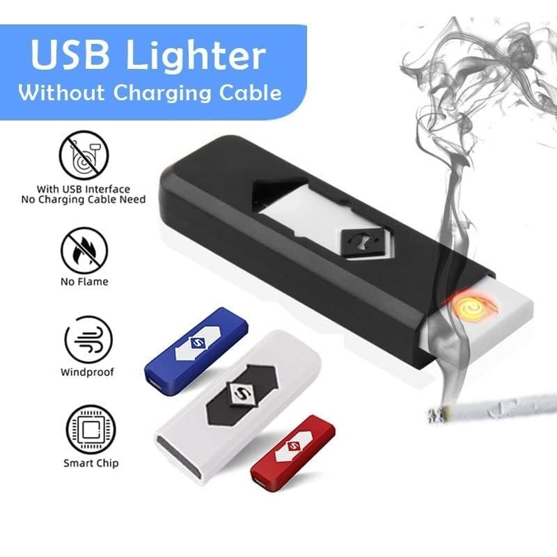 Portable USB Charging Lighter Cigarette Smokeless USB Rechargeable Electronic Windproof Flameless Cigarette Lighter | Pack of 1 - Image 2