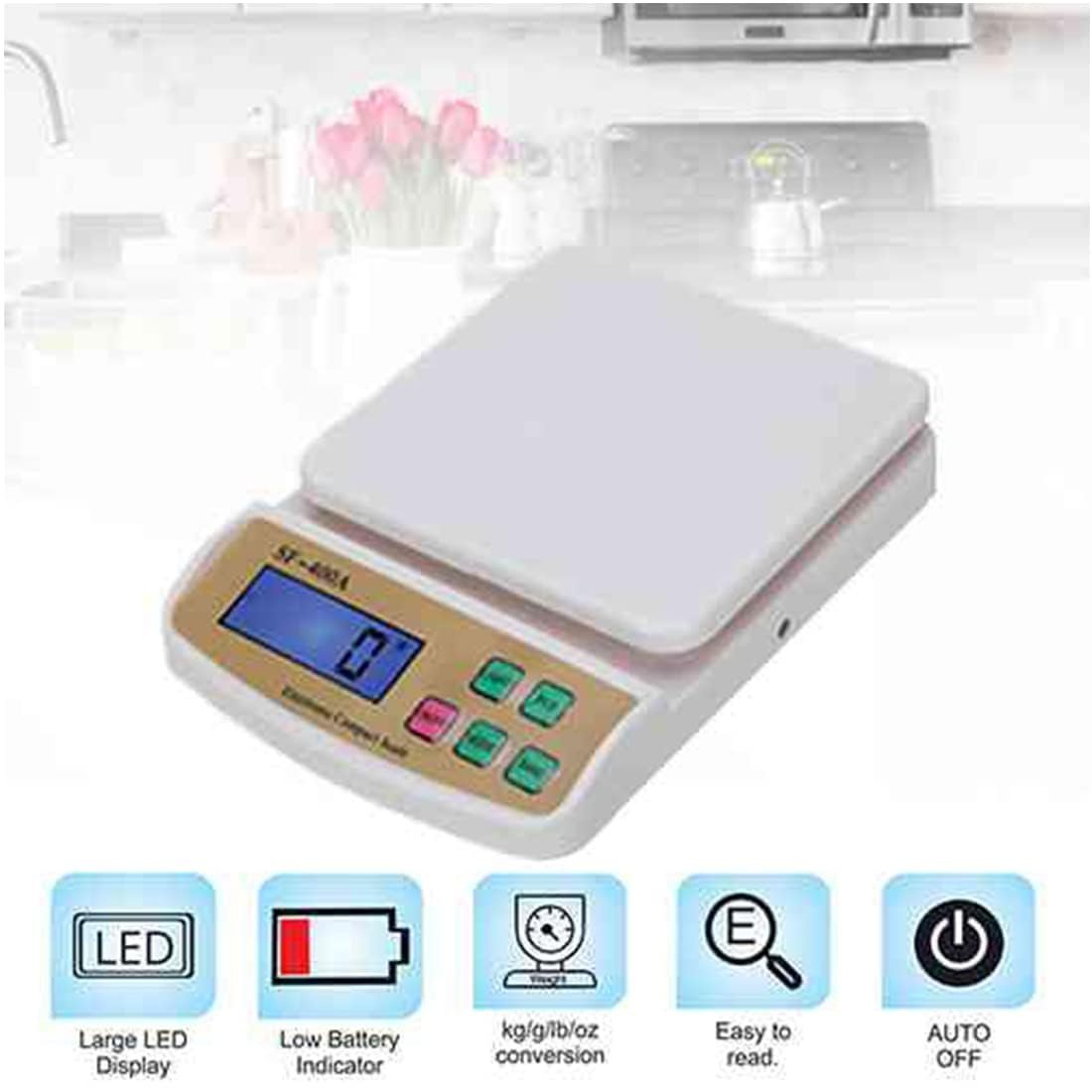 Healthcare Electronic Kitchen Digital Weighing Scale with Tare Function (10 Kg-SF 400A) Maximum Weight Capacity 10 Kg, Color White - Image 6