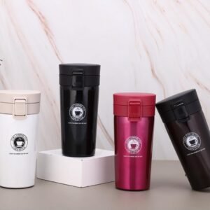 Insulated Coffee Cup with Leakproof Lid,Vacuum Insulation Stainless Steel Reusable for Hot Cold Coffee,Tea, Thermal Mug with Non-Slip (Black, 510 Ml) (Tea Cup)