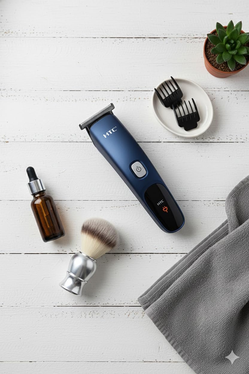 AT-506 Rechargeable Hair Trimmer, Navy Blue, Smart Adjust Blades, 120 Min Runtime, 600mAh Lithium Battery, Cordless Operation, Global Voltage Compatible - Image 7