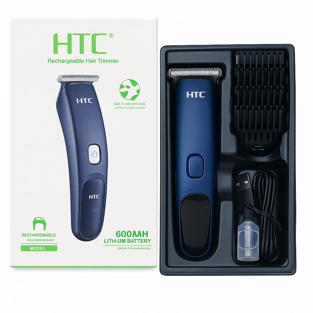 AT-506 Rechargeable Hair Trimmer, Navy Blue, Smart Adjust Blades, 120 Min Runtime, 600mAh Lithium Battery, Cordless Operation, Global Voltage Compatible - Image 4