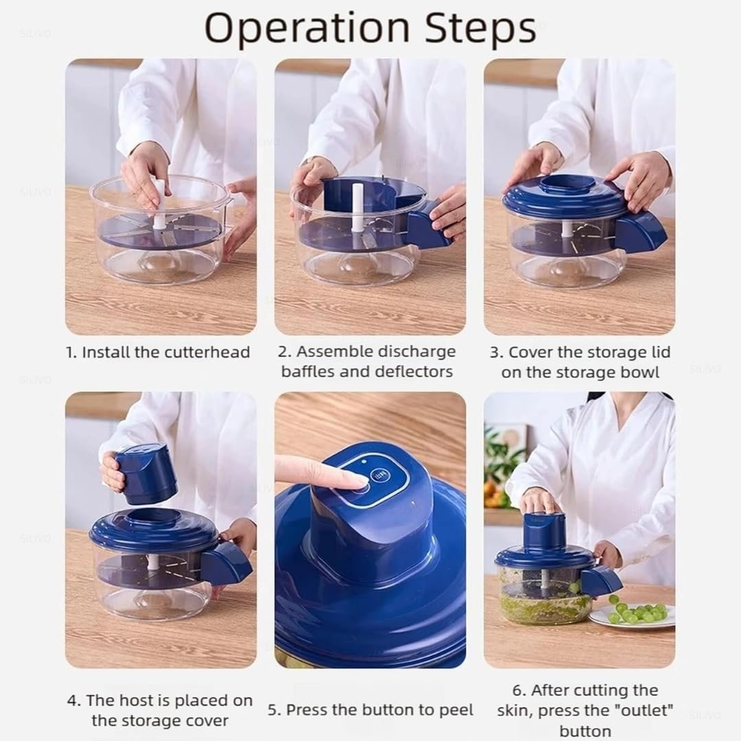 Automatic Electric Fruit & Vegetable Peeler Machine, Rechargeable Grape Garlic Tomato Potato Peeler with 5-Blade Stainless Steel System, Cordless Smart Kitchen Tool for Home Shop Restaurant - Image 7