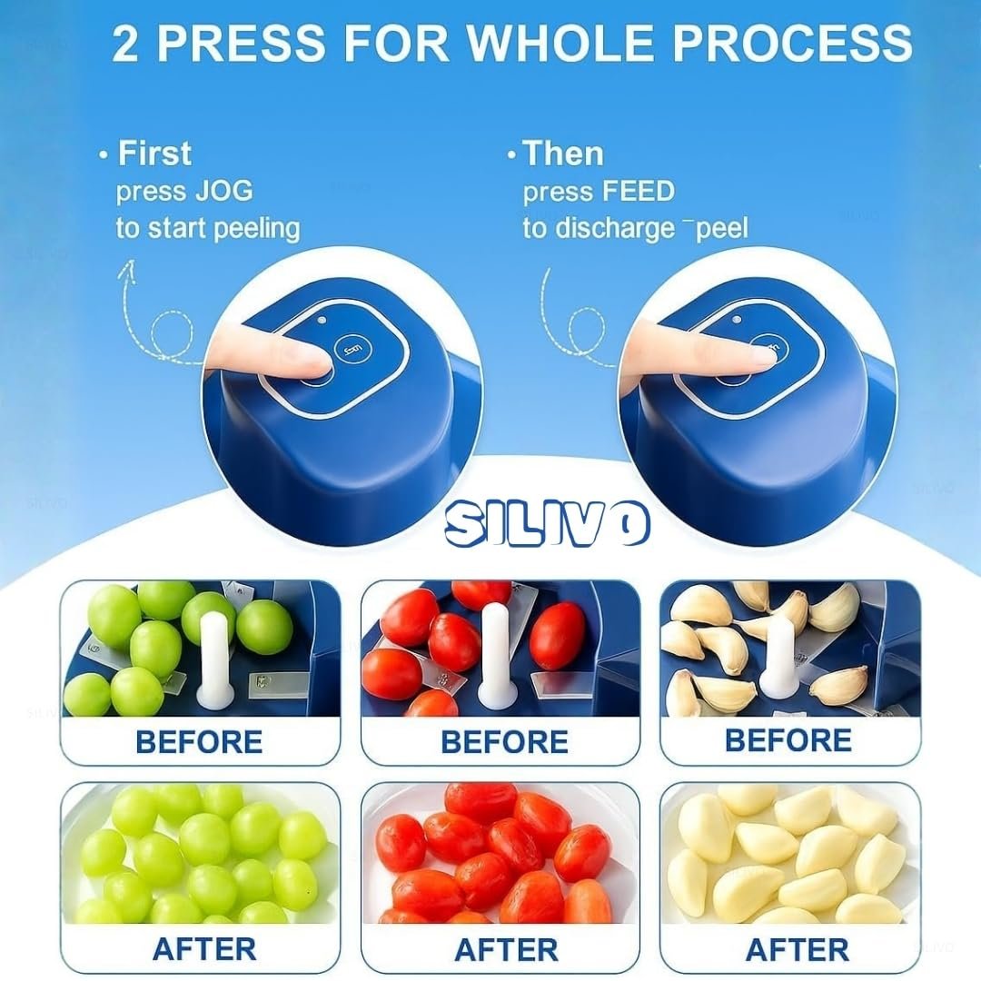 Automatic Electric Fruit & Vegetable Peeler Machine, Rechargeable Grape Garlic Tomato Potato Peeler with 5-Blade Stainless Steel System, Cordless Smart Kitchen Tool for Home Shop Restaurant - Image 4