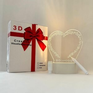 3D Creative Visualization LED Lamp, Rewritable Message Board Night Light, Warm White LED (Heart)