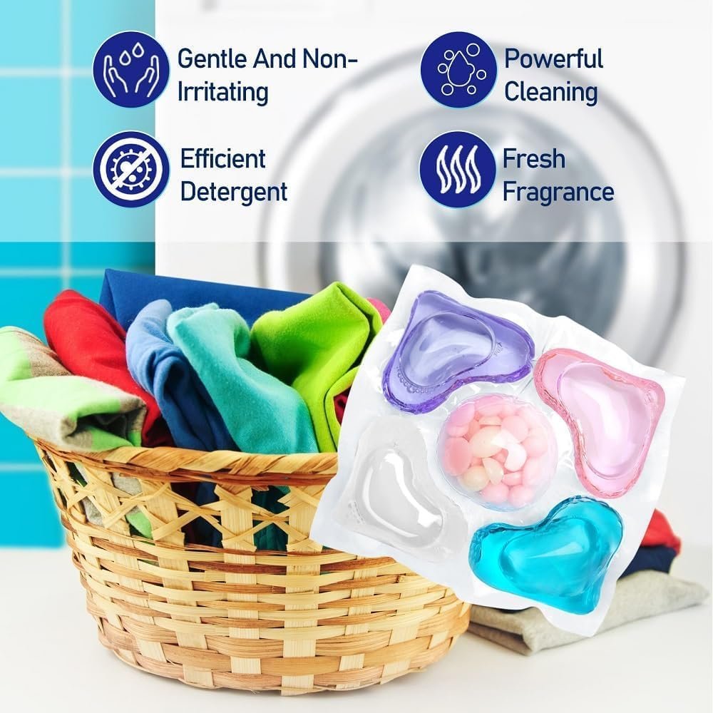 5 in 1 Laundry Pods for Washing Machine (Pack of 20) | Multi-Chamber Detergent Capsules for Front & Top Load | Deep Stain Remover, Fabric Softener & Long-Lasting Fragrance | High Efficiency - Image 2