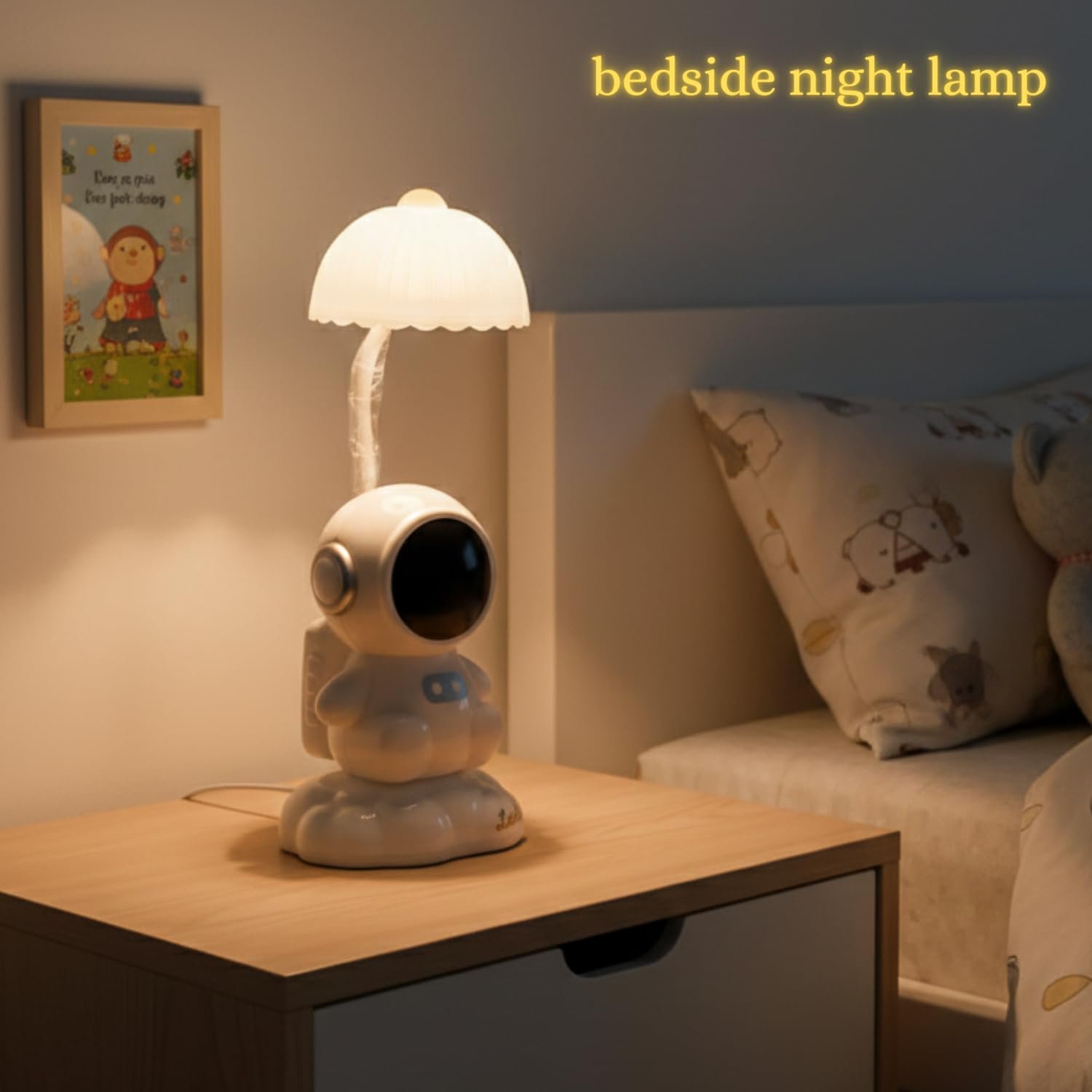 Astronaut Table Lamp with Pen Holder 3 Brightness Modes Rechargeable LED Desk Lamp for Kids Night Light for Bedroom Dim Light Side Table Gift for Kids & Students - Image 2