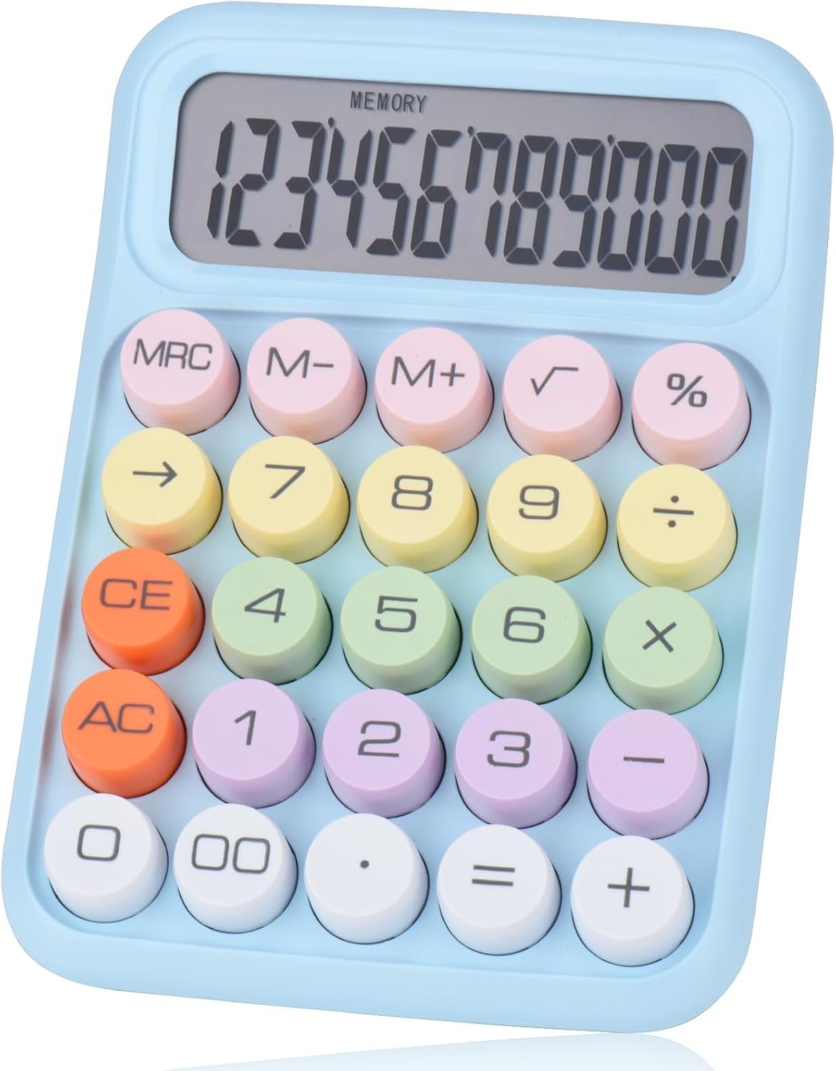 Blue Cute Candy Colored Basic Calculator 12-Digit, Large LCD Display, Sugar Cube Buttons, Desktop Office School Supplies - Image 6