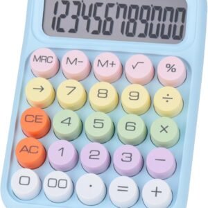 Blue Cute Candy Colored Basic Calculator 12-Digit, Large LCD Display, Sugar Cube Buttons, Desktop Office School Supplies