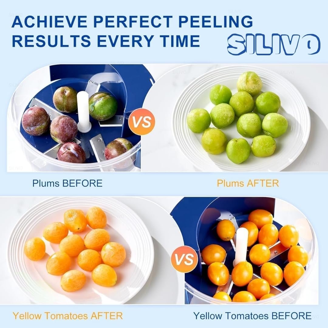 Automatic Electric Fruit & Vegetable Peeler Machine, Rechargeable Grape Garlic Tomato Potato Peeler with 5-Blade Stainless Steel System, Cordless Smart Kitchen Tool for Home Shop Restaurant - Image 5