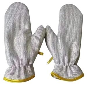 Aluminium Dishwashing Hand Gloves Non Scratch Wire, Waterproof Home Kitchen Utensils Cleaning Gloves for Washing Dish Easy Rinsing, Reusable Cleans Dishes Pots, Pans, Sinks, (1 pair)