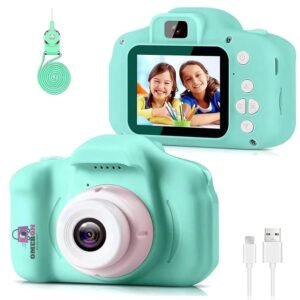 Omeron (2 Years Warranty) Children’s HD Camera – 13MP Dual Lens Video & Selfie Toy Cam with Filters & Games for Boys & Girls Ages 4–15 (Green)