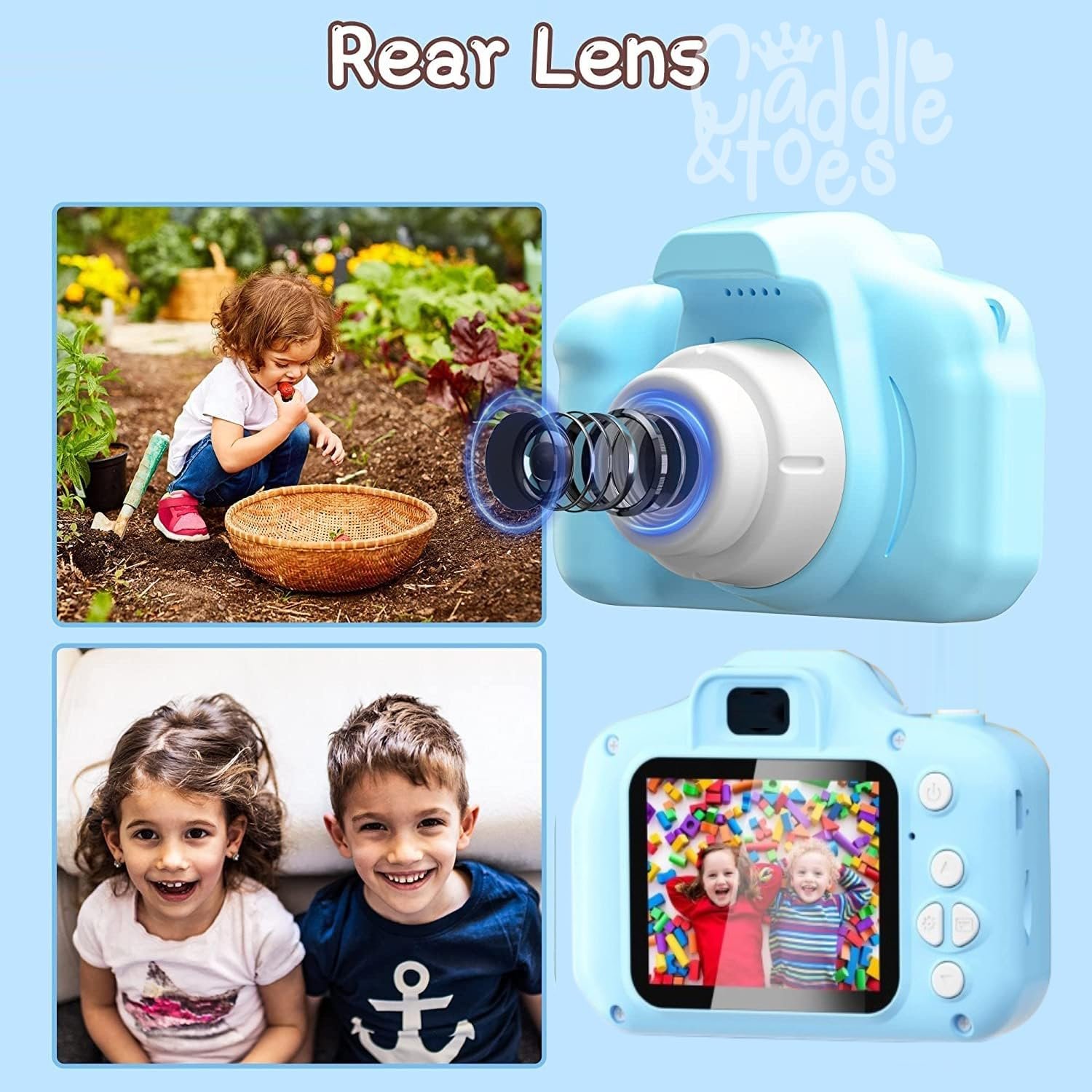 Omeron (2 Years Warranty) Children’s HD Camera – 13MP Dual Lens Video & Selfie Toy Cam with Filters & Games for Boys & Girls Ages 4–15 (Blue) - Image 2