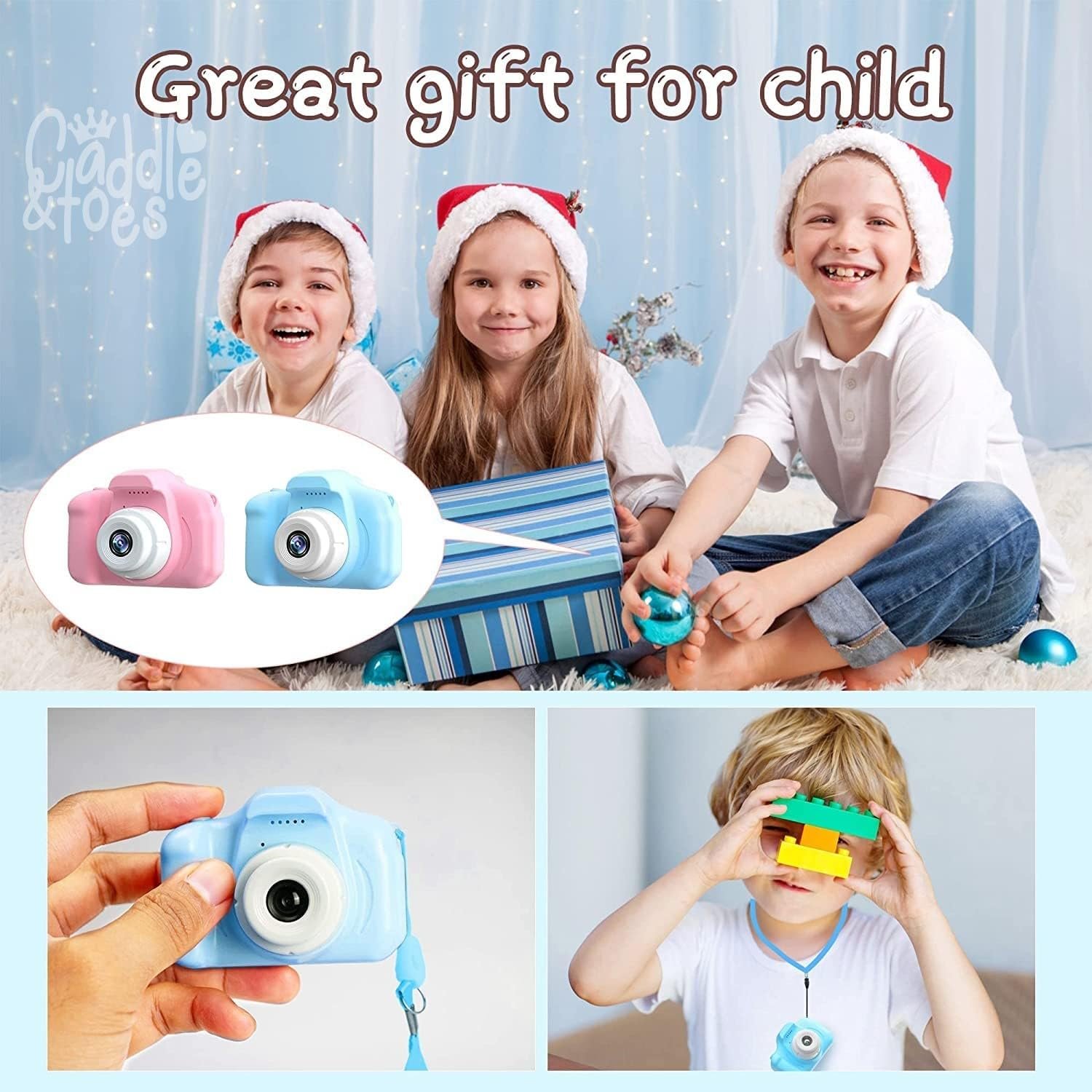 Omeron (2 Years Warranty) Children’s HD Camera – 13MP Dual Lens Video & Selfie Toy Cam with Filters & Games for Boys & Girls Ages 4–15 (Blue) - Image 3