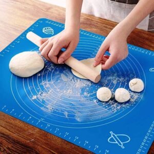 Silicone Baking Mat Roti mat for Kitchen Chapati matAtta Kneading Mat Non Stick Fondant Dough Rolling mat Cake Pad Cooking (50 * 40 cm Blue)
