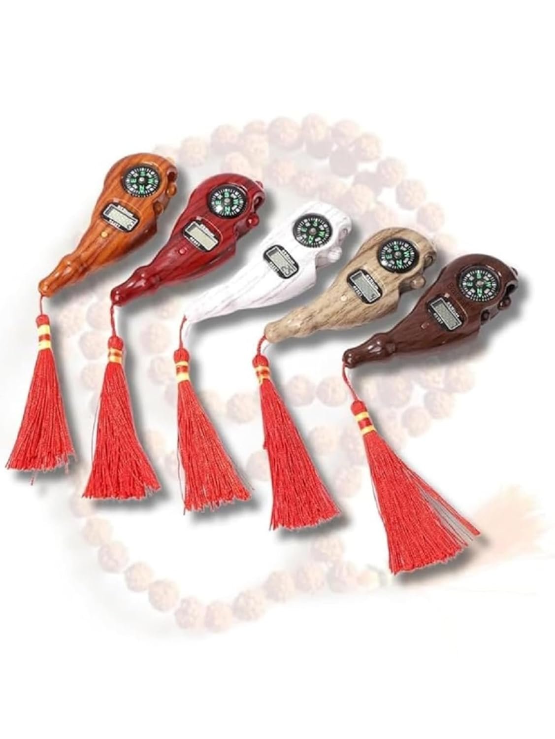 Premium Wooden Digital Compass with LCD Display, Portable Outdoor Navigation Tool with Reset Function and Decorative Red Tassel, Handheld Direction Finder for Hiking, Camping, Trekking, Survival, Travel & Adventure Use - Image 4