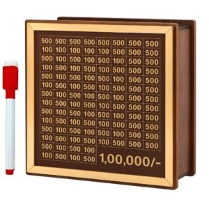 Money Saving Box for Kids and Adults | Wooden Money Bank with Lock | 1 Lakh Saving Box with Numbers | Undiyal Hundi Pig Bank (Medium 100,0000)