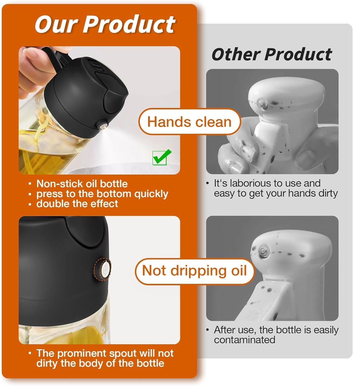 Premium Glass Oil Dispenser Bottle with Precision Pour Spout and Ergonomic Handle, Leakproof Olive Oil Dispenser for Kitchen, Cooking, Frying, Salad Dressing, BBQ, and Food Preparation, Refillable Clear Oil Container with Modern Design - Image 5