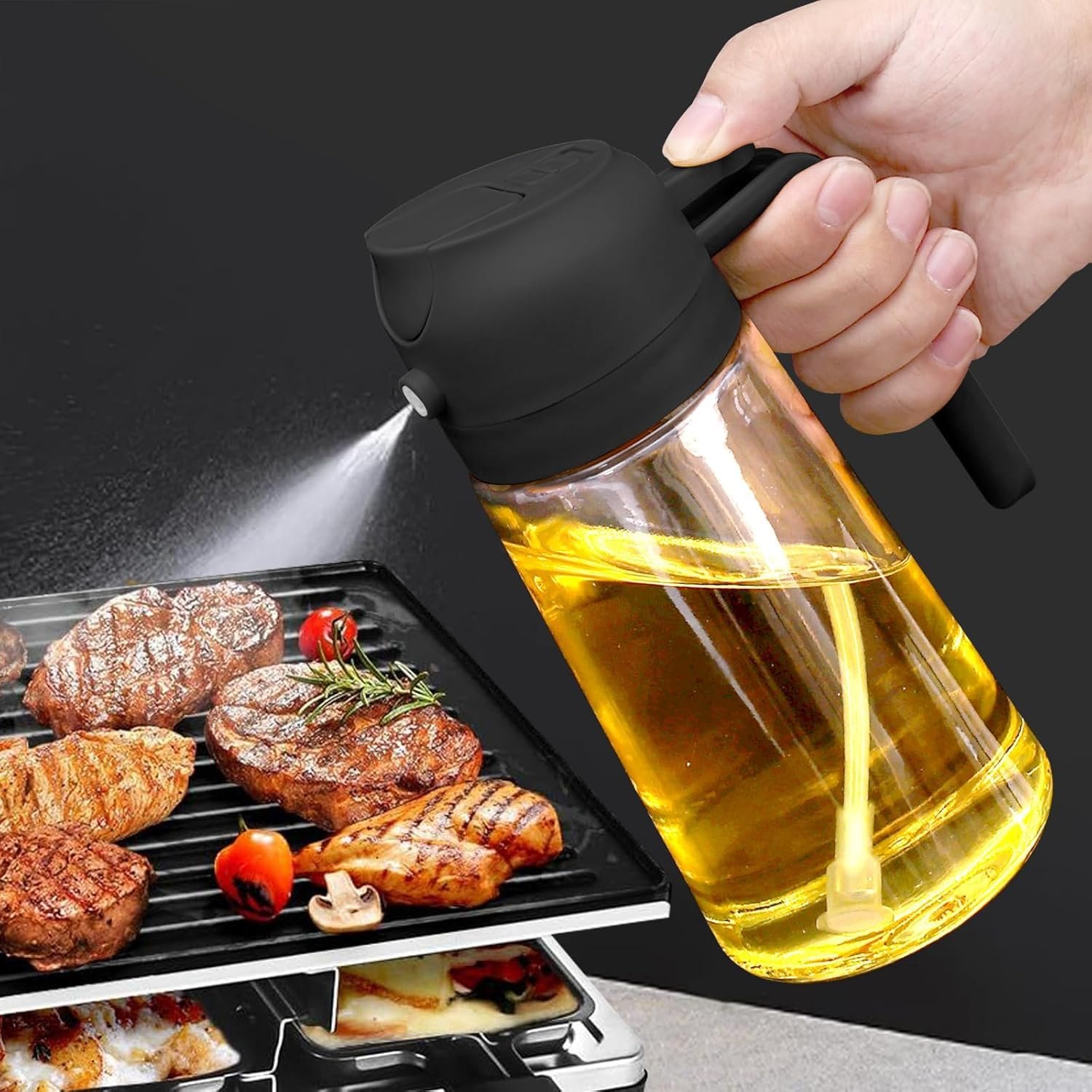 Premium Glass Oil Dispenser Bottle with Precision Pour Spout and Ergonomic Handle, Leakproof Olive Oil Dispenser for Kitchen, Cooking, Frying, Salad Dressing, BBQ, and Food Preparation, Refillable Clear Oil Container with Modern Design - Image 9