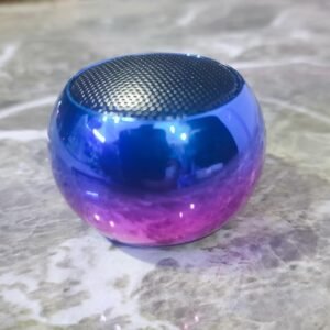 Portable Mini Wireless Bluetooth Speaker with Metallic Blue to Pink Gradient Finish, Compact Round Design, Rechargeable Battery, Crystal Clear Sound, Built-In Microphone, Lightweight Travel Speaker for Home, Office, Outdoor Use