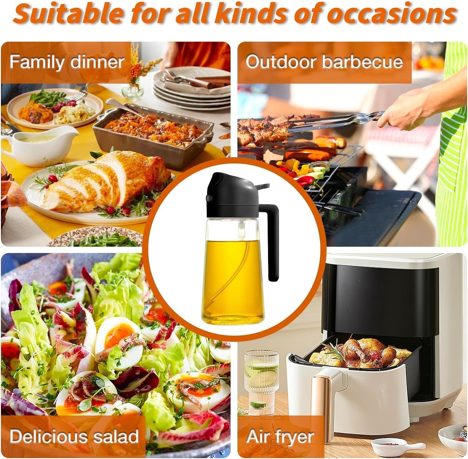 Premium Glass Oil Dispenser Bottle with Precision Pour Spout and Ergonomic Handle, Leakproof Olive Oil Dispenser for Kitchen, Cooking, Frying, Salad Dressing, BBQ, and Food Preparation, Refillable Clear Oil Container with Modern Design - Image 6