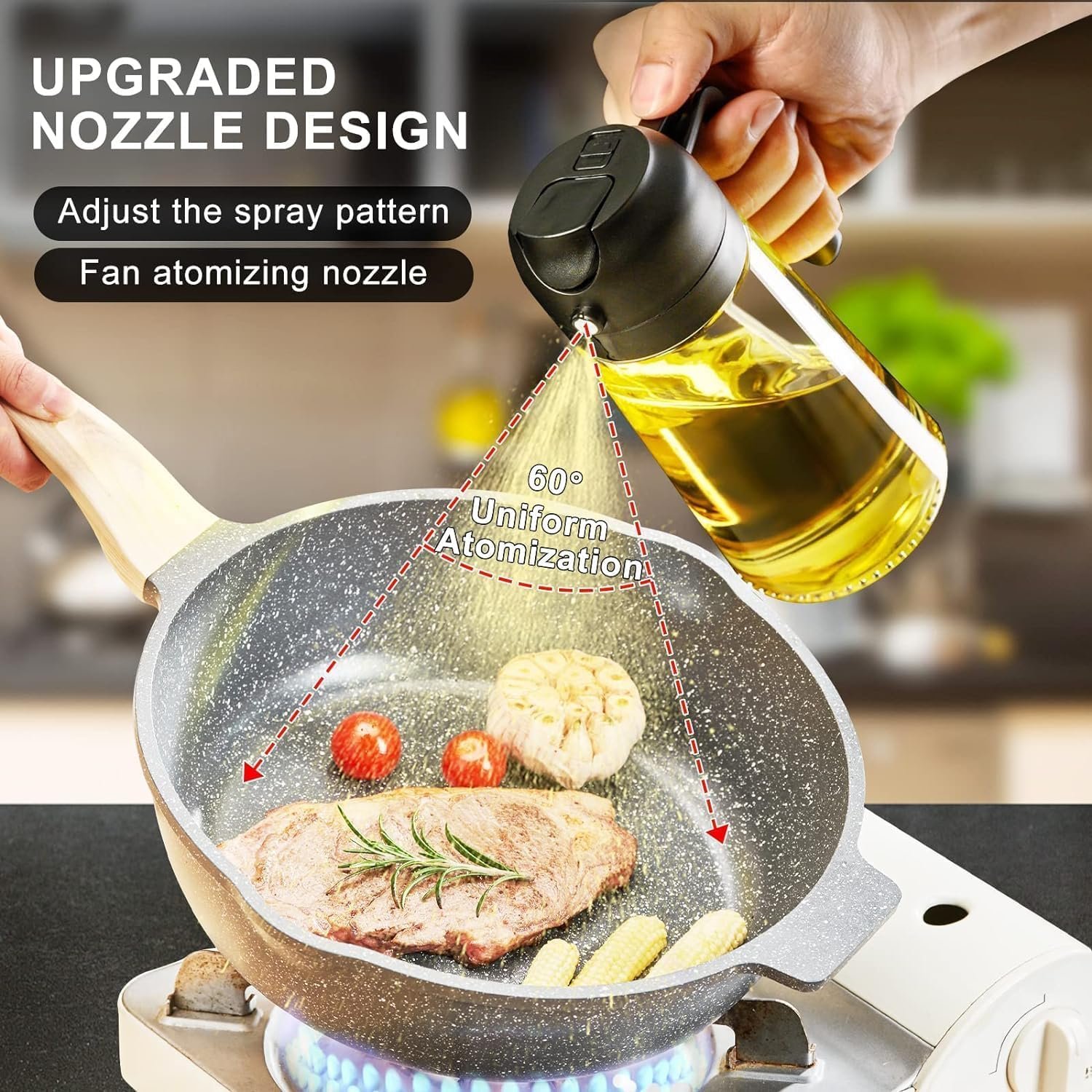 Premium Glass Oil Dispenser Bottle with Precision Pour Spout and Ergonomic Handle, Leakproof Olive Oil Dispenser for Kitchen, Cooking, Frying, Salad Dressing, BBQ, and Food Preparation, Refillable Clear Oil Container with Modern Design - Image 3