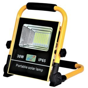 Multi-Functional Rechargeable Portable Solar LED Flood Light/Solar Lamp 30W with 5000 mAh LiFePO4 Battery & USB-Out for Mobile Charging (IP 65 Water-Proof, Cool White)