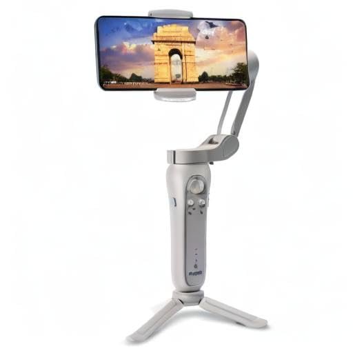 (DSG-007F) 3-Axis Gray Smartphone Gimbal - Wide Angle Handheld Vlogging Stabilizer - 4 Creative Operation Modes for Android & iOS - Seamless Videography - Image 2