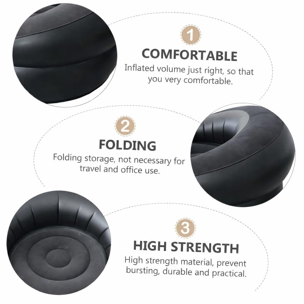 Single Inflatable Air Chair, Ergonomic Blow Up Couch Air Lazy Sofa Fast Inflation and Leakage Free, Flocking Surface Inflatable Lounge Chair for Indoor & Outdoor Festive Home, Xmas Relaxation - Image 6