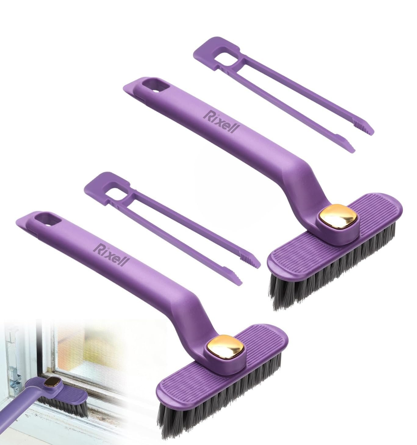 Multi-Function Bathroom Plastic Cleaning Brush,Tiles Cleaning Brush,Hard Bristle Rotating Crevice Gap Cleaning Brushes for Bathroom,Floor Cleaner Brush Pack of 2 - Image 8