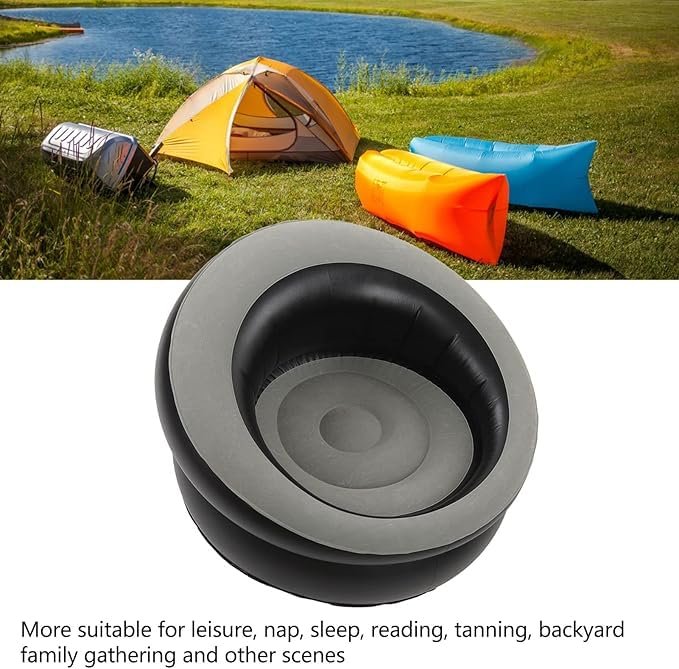 Single Inflatable Air Chair, Ergonomic Blow Up Couch Air Lazy Sofa Fast Inflation and Leakage Free, Flocking Surface Inflatable Lounge Chair for Indoor & Outdoor Festive Home, Xmas Relaxation - Image 4