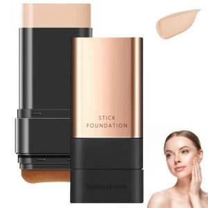 2 In 1- Luxury Flawless Eraser Foundation Stick | Korean Hydrating Lightweight Foundation Stick with Brush | Waterproof Thin and Cover Blemishes for All Skin Types | 1Pcs