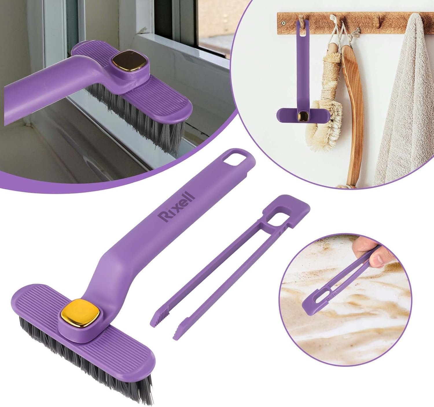 Multi-Function Bathroom Plastic Cleaning Brush,Tiles Cleaning Brush,Hard Bristle Rotating Crevice Gap Cleaning Brushes for Bathroom,Floor Cleaner Brush Pack of 2 - Image 5