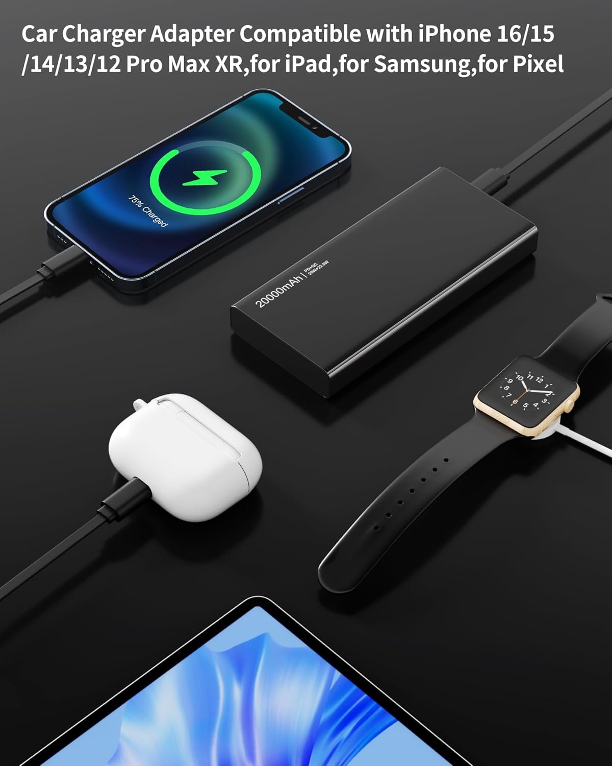 Retractable Car Charger, 4 in 1 Fast Charging Car Charger with USB-C & USB-A, Compatible with iPhone 17/16/15/14/13/12/11,Galaxy,Pixel, Car Accessories for Men Women Drivers - Image 5