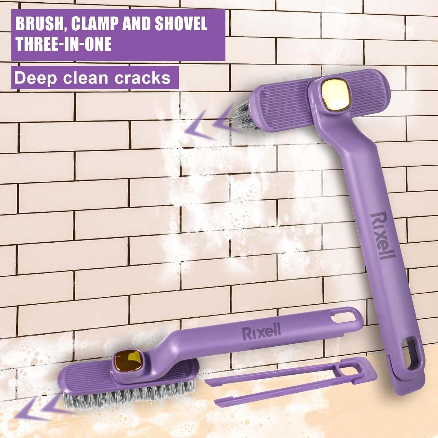 Multi-Function Bathroom Plastic Cleaning Brush,Tiles Cleaning Brush,Hard Bristle Rotating Crevice Gap Cleaning Brushes for Bathroom,Floor Cleaner Brush Pack of 2 - Image 6