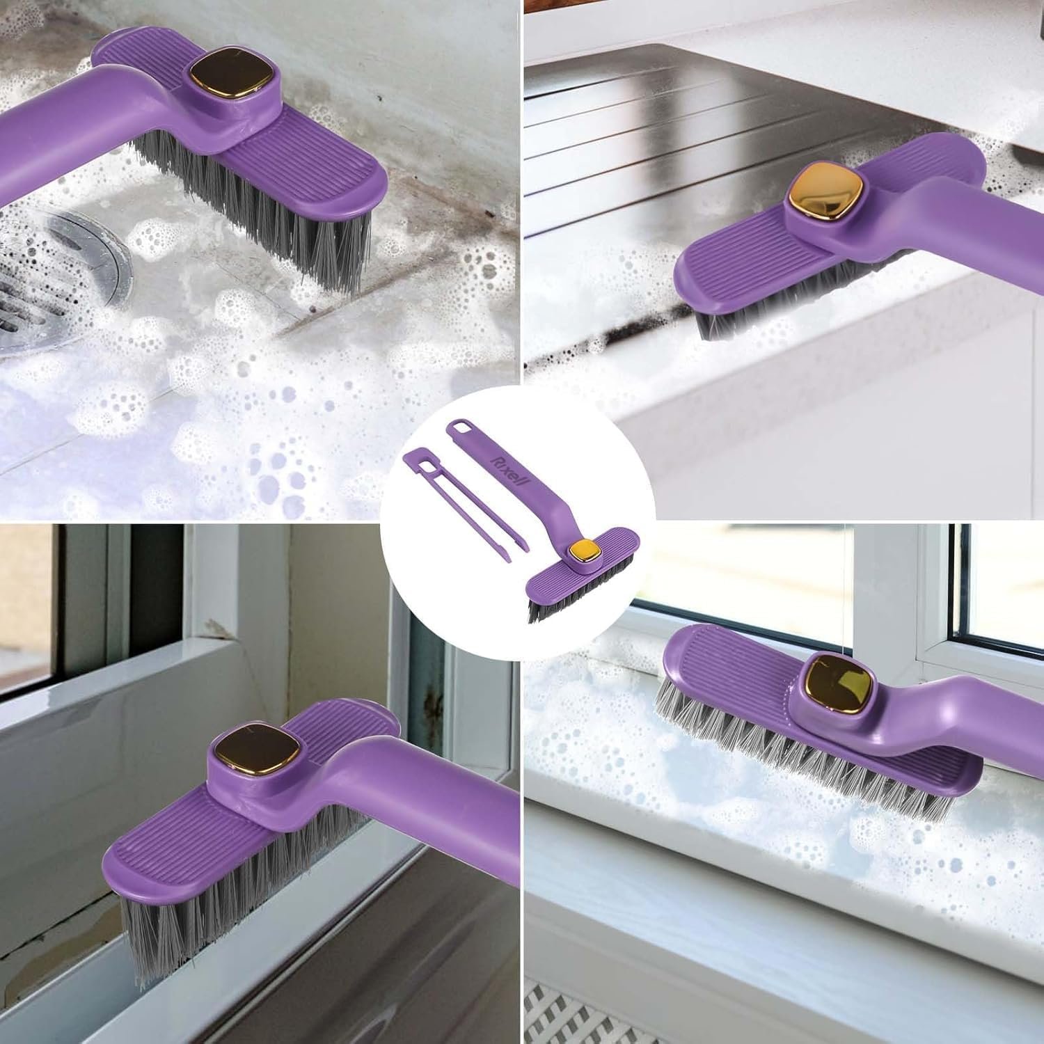 Multi-Function Bathroom Plastic Cleaning Brush,Tiles Cleaning Brush,Hard Bristle Rotating Crevice Gap Cleaning Brushes for Bathroom,Floor Cleaner Brush Pack of 2 - Image 4