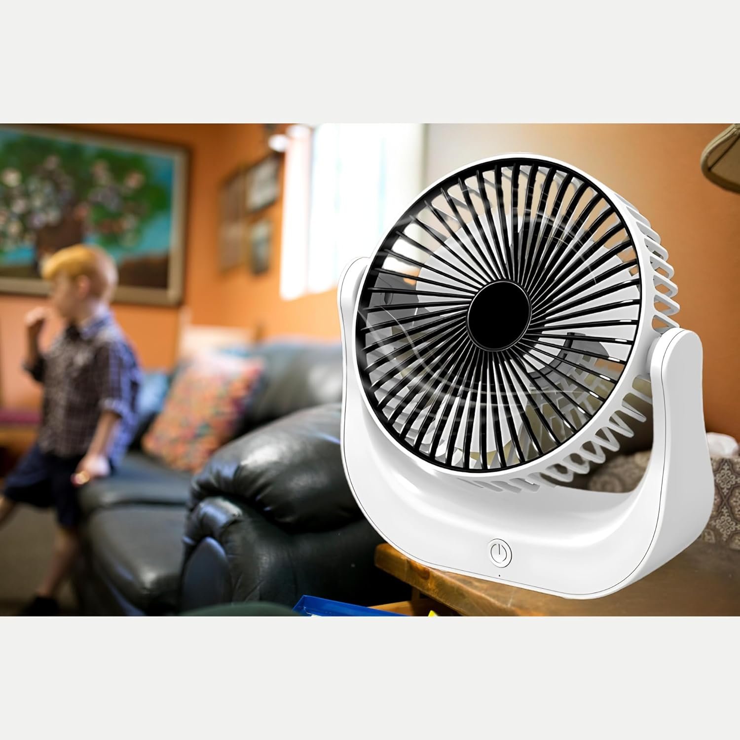 Mini USB Desktop Fan | 6-Inch Rechargeable Battery Operated Fan | 2000mAh Lithium Battery | Type-C Charging | Energy-Saving & Portable Table Fan for Home, Office & Travel - Image 4