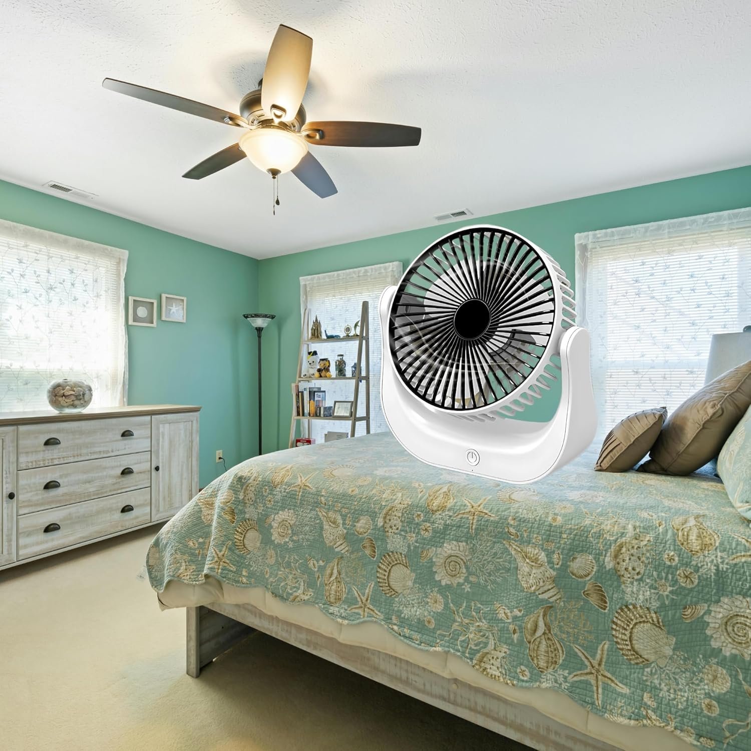 Mini USB Desktop Fan | 6-Inch Rechargeable Battery Operated Fan | 2000mAh Lithium Battery | Type-C Charging | Energy-Saving & Portable Table Fan for Home, Office & Travel - Image 5