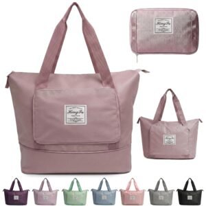 41 Litre Expandable Nylon Travel Bags for Women/Duffle Bags for Women Luggage/Foldable Vanity Travelling Handbags/Waterproof Hand Bag for Ladies Personal Items (Dark Pink)