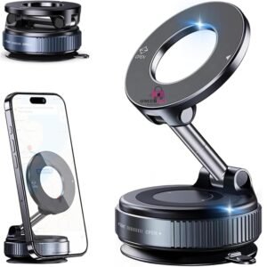 (1 Year Warranty Magnetic Vacuum Phone Holder with 360° Rotation & Powerful Suction – Secure Mount for Car, Gym, Bathroom & Flat Surfaces, Universal Support for All Smartphones