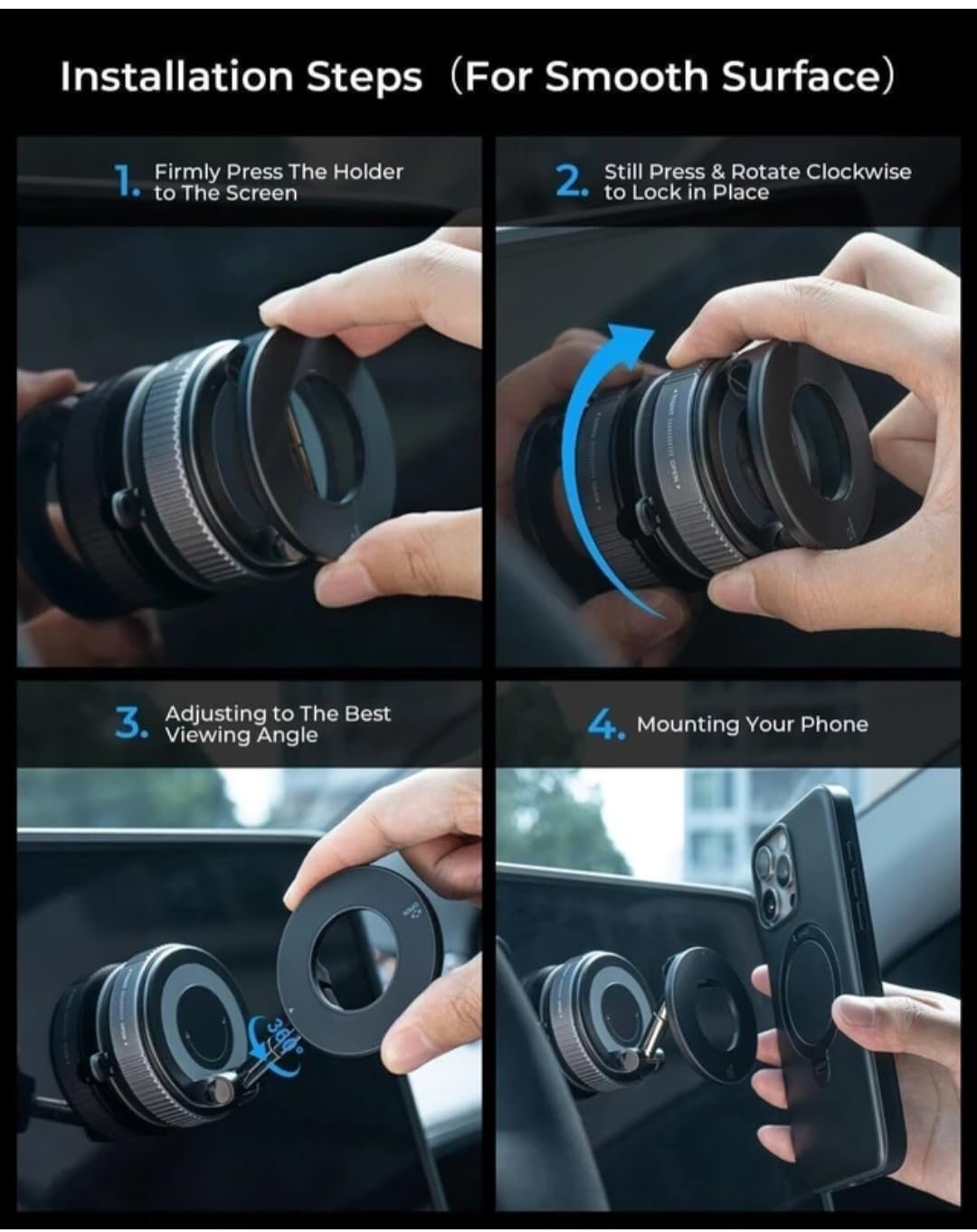 Bnimtm Omeron (1 Year Warranty) Magnetic Vacuum Phone Holder with 360° Rotation – Strong Suction Mount for Car, Gym, Bathroom & Flat Surfaces, Fits All Smartphones - Image 4