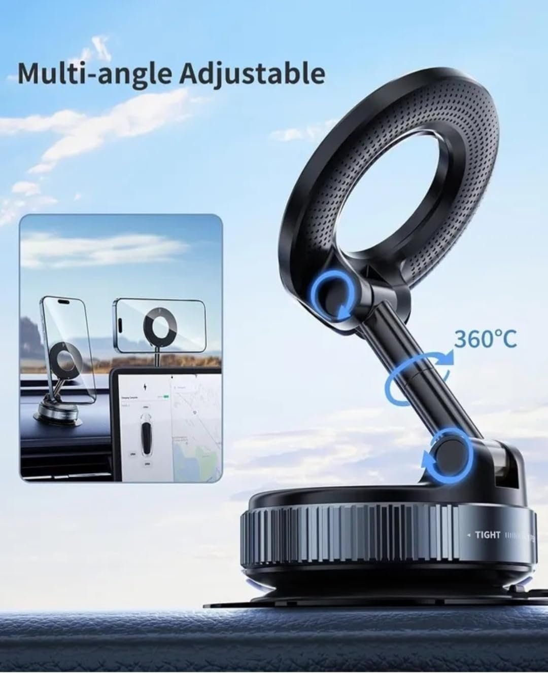 Bnimtm Omeron (1 Year Warranty) Magnetic Vacuum Phone Holder with 360° Rotation – Strong Suction Mount for Car, Gym, Bathroom & Flat Surfaces, Fits All Smartphones - Image 5