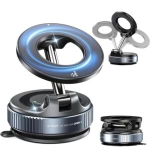 Bnimtm Omeron (1 Year Warranty) Magnetic Vacuum Phone Holder with 360° Rotation – Strong Suction Mount for Car, Gym, Bathroom & Flat Surfaces, Fits All Smartphones