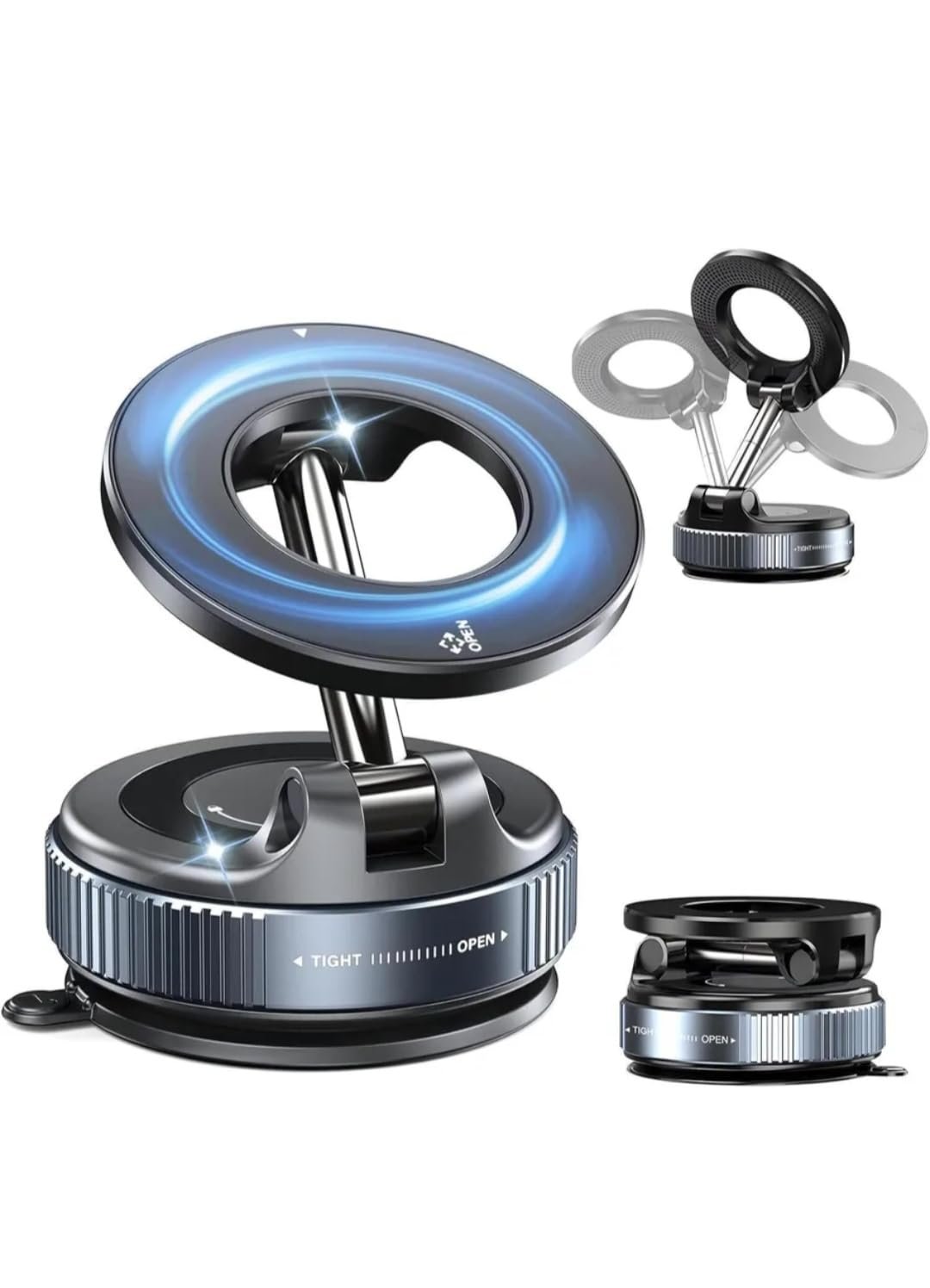 Bnimtm Omeron (1 Year Warranty) Magnetic Vacuum Phone Holder with 360° Rotation – Strong Suction Mount for Car, Gym, Bathroom & Flat Surfaces, Fits All Smartphones