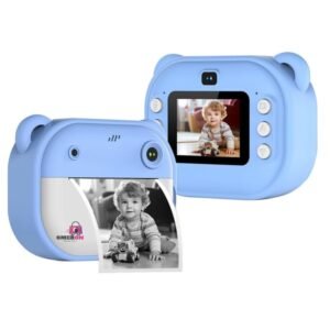 Omeron® 1 Year Warranty Kids Instant Print Camera 12MP HD Photo & Video, Built-in Thermal Printer, Rechargeable Battery, Fun Filters & Paper Rolls, Educational Gift Toy – Blue